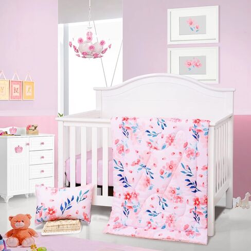 JISEN 3 Piece Crib Bedding Set Soft Baby Crib Bedding Set Construction Trucks Crib Comforter Set - Comforter Sheet Pillowcase Nursery Bedding Sets for Baby Girls or Boys in Saudi Arabia