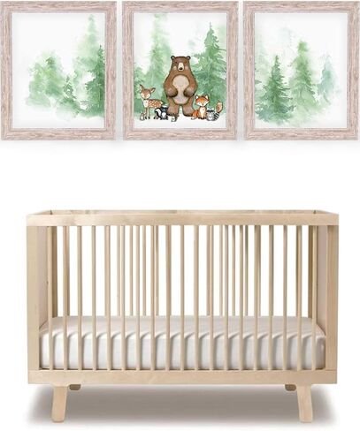 ديكور حضانة الغابة Katie Doodle للأولاد والبنات | لوحة فنية جدارية لطيفة للغاية لغرف الأطفال بوهو أو زينة استحمام الأطفال في الغابة | تتضمن مجموعة من 3 مطبوعات [غير مؤطرة] in Kuwait