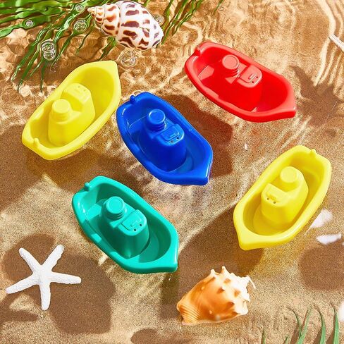 60 Pieces Little Boat Bath Boats Toy Bathtub Toys Stackable Boat Bath Toys Floating Plastic Pool and Bathtub Toys for Baby and Toddler Summer Water Toys, 4 Colors in Saudi Arabia