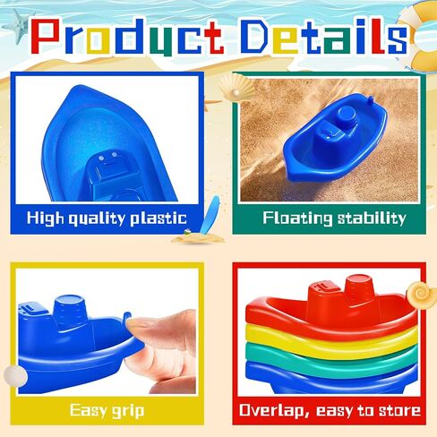 60 Pieces Little Boat Bath Boats Toy Bathtub Toys Stackable Boat Bath Toys Floating Plastic Pool and Bathtub Toys for Baby and Toddler Summer Water Toys, 4 Colors in Saudi Arabia