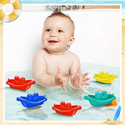 60 Pieces Little Boat Bath Boats Toy Bathtub Toys Stackable Boat Bath Toys Floating Plastic Pool and Bathtub Toys for Baby and Toddler Summer Water Toys, 4 Colors in Saudi Arabia