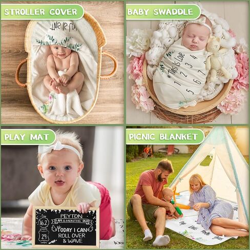 ASOUNY Baby Monthly Milestone Blanket - Soft Baby Milestone for Boy Girl, Thick Baby Month Blanket with Writing Board and 2 Felt Frames, Personalized Growth Blanket for Newborn Picture 47"X39" in Saudi Arabia