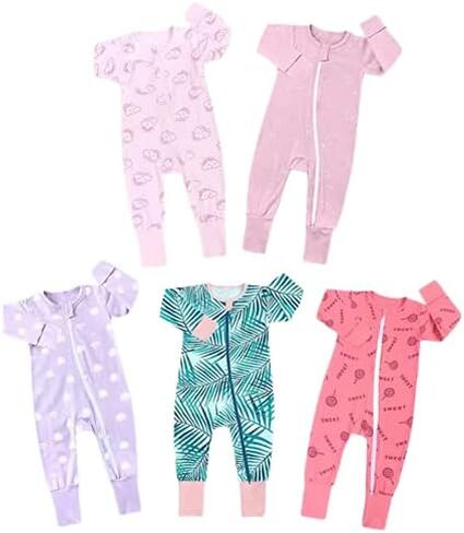 Cotton Bodysuits and Sleepers, Baby Bodysuit, Cotton Sleepers - Pack of 5 in Saudi Arabia