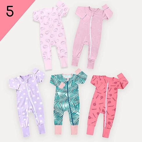 Cotton Bodysuits and Sleepers, Baby Bodysuit, Cotton Sleepers - Pack of 5 in Saudi Arabia