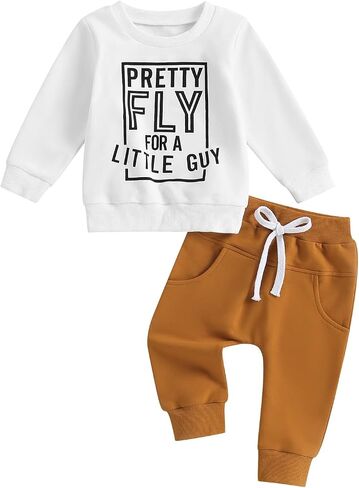 2Pcs Toddler Baby Boy Girl Sweatshirt Tops Pants Set Long Sleeve Sweatsuit Fall Winter Outfits in Saudi Arabia