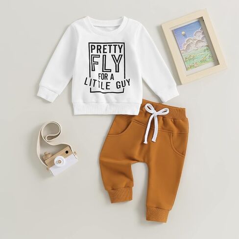 2Pcs Toddler Baby Boy Girl Sweatshirt Tops Pants Set Long Sleeve Sweatsuit Fall Winter Outfits in Saudi Arabia