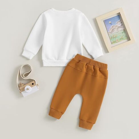 2Pcs Toddler Baby Boy Girl Sweatshirt Tops Pants Set Long Sleeve Sweatsuit Fall Winter Outfits in Saudi Arabia