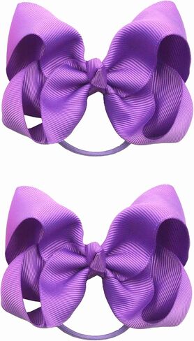 4 Inch Baby Girl Toddlers Hair Bows Elastic Hair Tie Accessories Bow Ponytail Holder Rubber Hair Bands for Girls Kids Teens - Set of 2 (Yellow) in Saudi Arabia