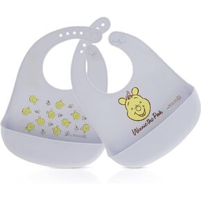 Disney 2-Pack Unisex Baby & Toddler Silicone Bibs with Food Catcher, Soft Waterproof Feeding Accessories