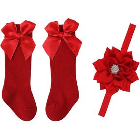Baby Girls Socks Autumn Toddler Big Bow Knee High Long Soft Kids Christmas Sock Spanish Style Floor Socks(WZ2) in Kuwait
