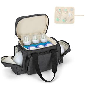 BAFASO Insulated Wearable Breast Pump Bag (with a Waterproof Pad) Compatible with Momcozy S12 Pro, Momcozy M5 and Elvie, Wearable Breast Pump Carrying Case, Black
