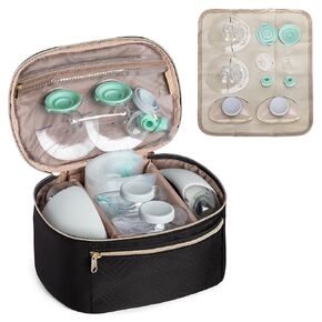 Fasrom Wearable Breast Pump Bag Compatible with Elvie Pumps and Medela Pump in Style, Portable Carrying Case with Waterproof Mat for Working Moms Travel, Black (Bag only, Patent Design)