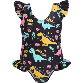 YOUNGER TREE Toddler Baby Girls Swimsuit Infant One Piece Bathing Suits Cute Dinosaur Beach Wear Sunsuit Ruffle Swimwear
