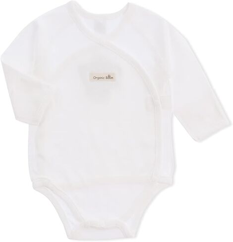 organicboom 100% Organic Cotton Baby Side Snap Kimono Onesie Bodysuit With Mitten Cuffs in Kuwait