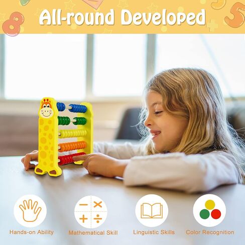Sealive Wooden Abacus for Kids Math - 50 Beads Counting Toy, Color Counters | for Kids 3-5, Counting Toys for Preschool Learning & Development, Develops Coordination, Motor Skills in Saudi Arabia