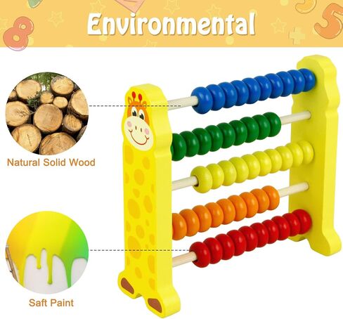 Sealive Wooden Abacus for Kids Math - 50 Beads Counting Toy, Color Counters | for Kids 3-5, Counting Toys for Preschool Learning & Development, Develops Coordination, Motor Skills in Saudi Arabia