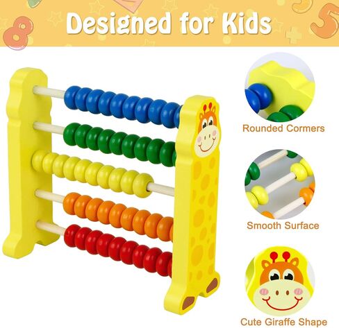 Sealive Wooden Abacus for Kids Math - 50 Beads Counting Toy, Color Counters | for Kids 3-5, Counting Toys for Preschool Learning & Development, Develops Coordination, Motor Skills in Saudi Arabia
