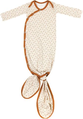 Copper Pearl Baby Gown - Knotted Newborn Sleepers for Baby Boy and Girl, Soft Stretchy Long Sleeve Infant Gowns with Bottom Tie and Hand Mittens, Perfect Hospital Coming Home Outfit (Hayden) in Kuwait