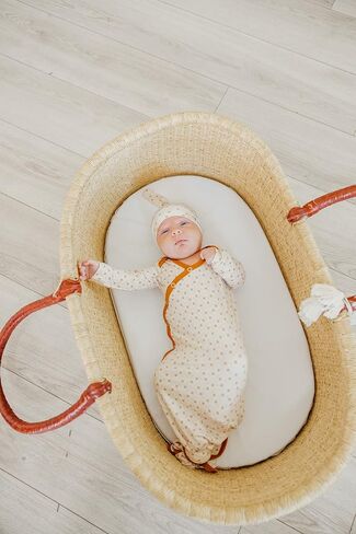 Copper Pearl Baby Gown - Knotted Newborn Sleepers for Baby Boy and Girl, Soft Stretchy Long Sleeve Infant Gowns with Bottom Tie and Hand Mittens, Perfect Hospital Coming Home Outfit (Hayden) in Kuwait