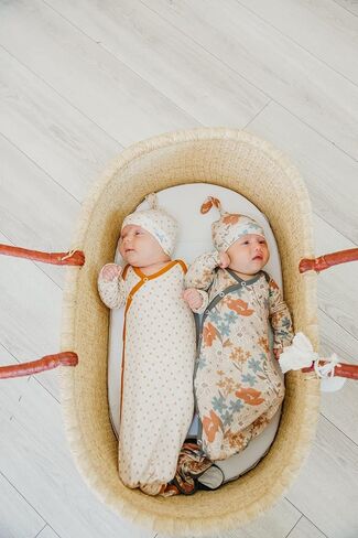 Copper Pearl Baby Gown - Knotted Newborn Sleepers for Baby Boy and Girl, Soft Stretchy Long Sleeve Infant Gowns with Bottom Tie and Hand Mittens, Perfect Hospital Coming Home Outfit (Hayden) in Kuwait