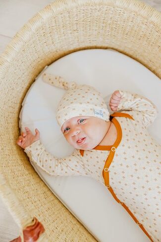 Copper Pearl Baby Gown - Knotted Newborn Sleepers for Baby Boy and Girl, Soft Stretchy Long Sleeve Infant Gowns with Bottom Tie and Hand Mittens, Perfect Hospital Coming Home Outfit (Hayden) in Kuwait