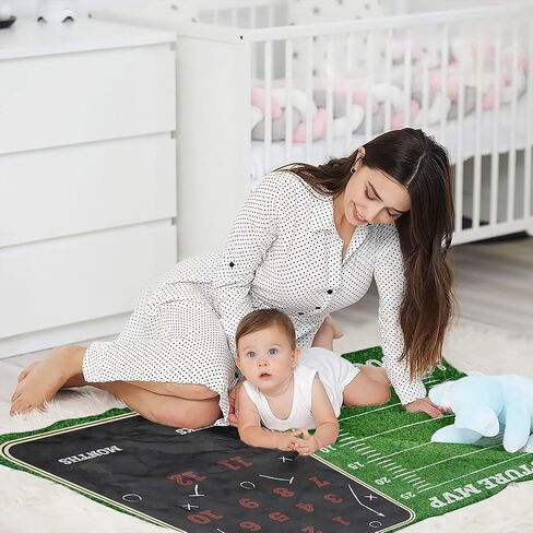 Pavo Premium Football Milestone Blanket for Baby Boys - Includes 3 Exclusive Frames - Personalized Monthly Baby Milestone Blanket for Newborn Ultra-Soft and Cozy 60"x40" Keepsake in Kuwait