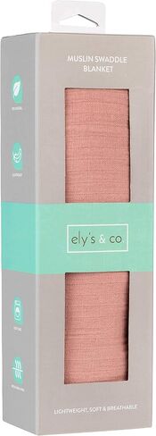 Ely's & Co. بطانية قماط من قطن الموسلين عبوة واحدة للأطفال الأولاد والبنات - بطانيات قماط كبيرة جدًا من قطن الموسلين بنسبة 100% (47 بوصة × 47 بوصة) باللون الأبيض الحمامي in Kuwait