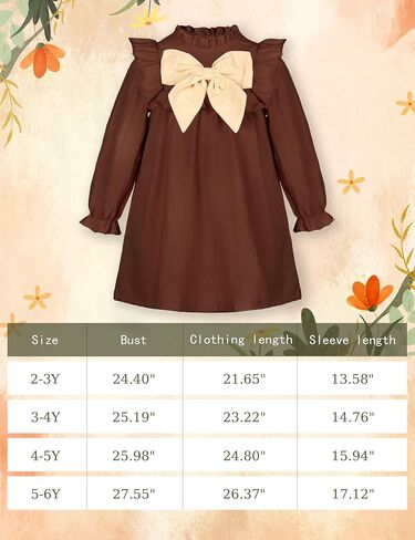 فستان Dearnow للفتيات الصغيرات في الخريف من القطن بأكمام طويلة وعقدة على شكل فيونكة فساتين كاجوال للأطفال in Kuwait