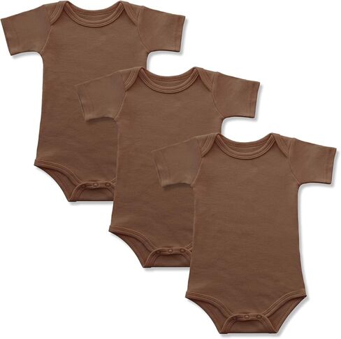 Baby Onsies 100% Cotton Short Sleeve Baby Bodysuits Solid Color Infant Bodysuits for Newborn Baby 3-Pack in Kuwait