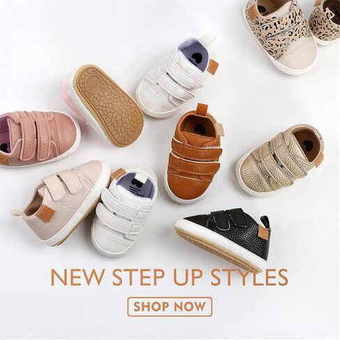 Unisex Baby Boys Girls High-Top Ankle Sneakers Soft Rubber Sole Infant Crib Shoes Toddler First Walkers in Kuwait