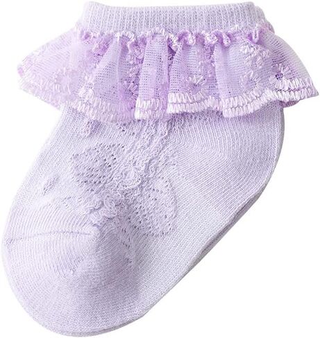 QandSweet Baby Girls' Eyelet Flower Socks Ankle Sock for Newborn Infant Toddlers Kids in Kuwait