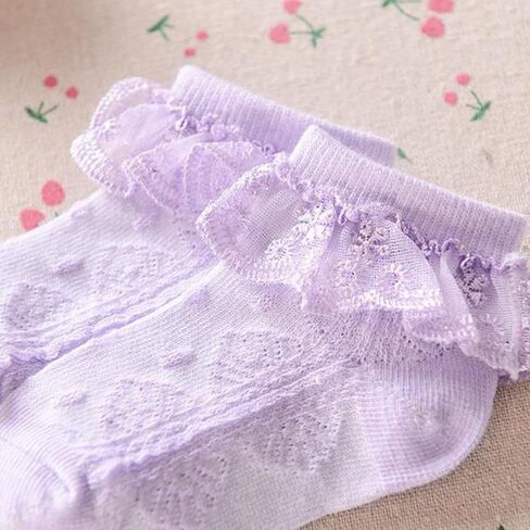QandSweet Baby Girls' Eyelet Flower Socks Ankle Sock for Newborn Infant Toddlers Kids in Kuwait