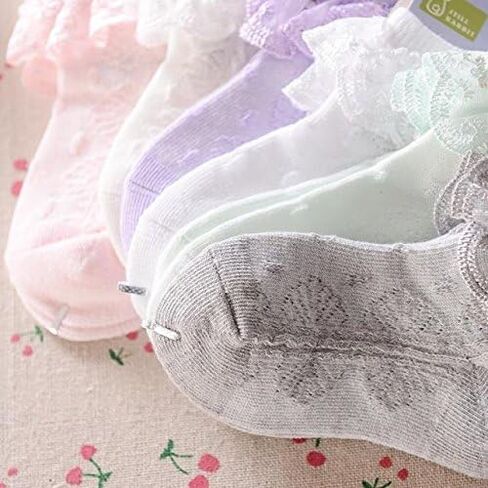 QandSweet Baby Girls' Eyelet Flower Socks Ankle Sock for Newborn Infant Toddlers Kids in Kuwait
