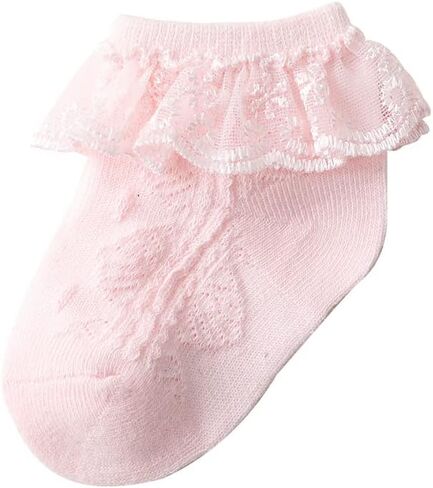 QandSweet Baby Girls' Eyelet Flower Socks Ankle Sock for Newborn Infant Toddlers Kids in Kuwait