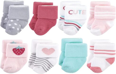 Hudson Baby Unisex Baby Cotton Rich Newborn and Terry Socks, Strawberry 8-Pack, 6-12 Months in Saudi Arabia