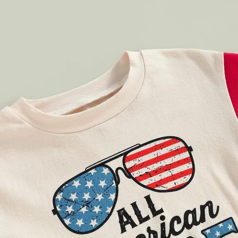 MoZiKQin Baby Boy Girl 4th of July Outfit Newborn Oversized USA Romper American Flag Onesie Independence Day Outfit in Kuwait