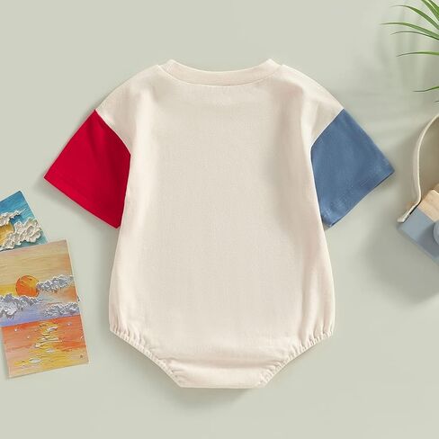 MoZiKQin Baby Boy Girl 4th of July Outfit Newborn Oversized USA Romper American Flag Onesie Independence Day Outfit in Kuwait