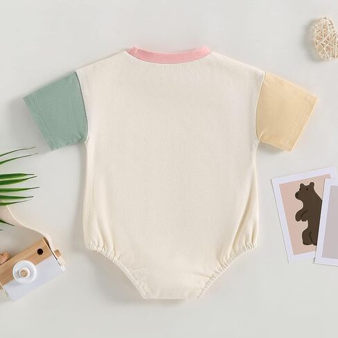 WALLARENEAR Bubble Romper Newborn Boy Girl Solid Color/Color Block Bodysuit Short Sleeve Sweatshirt Onesie Summer Clothes in Saudi Arabia
