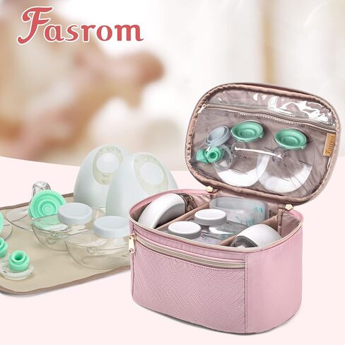 Fasrom Wearable Breast Pump Bag, Portable Pump Carrying Case for Moms | Compatible with Momcozy, Eufy & Elvie Pumps, Work Travel Bag with Drying Mat, Holds Pump Parts & Accessories, Black, Bag Only in Saudi Arabia
