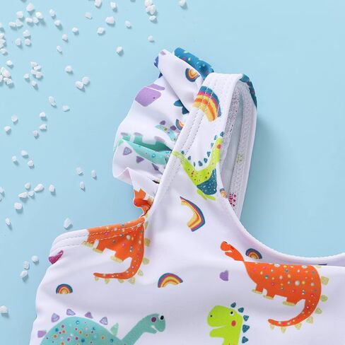 YOUNGER TREE Toddler Baby Girls Swimsuit Infant One Piece Bathing Suits Cute Dinosaur Beach Wear Sunsuit Ruffle Swimwear in Kuwait