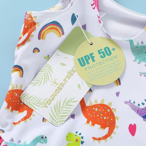 YOUNGER TREE Toddler Baby Girls Swimsuit Infant One Piece Bathing Suits Cute Dinosaur Beach Wear Sunsuit Ruffle Swimwear in Kuwait