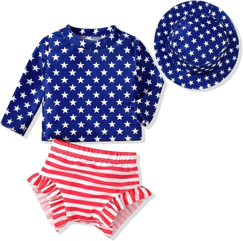 HINTINA Newborn Baby Girl Long Sleeve Swimsuit Bathing Suit with Hat in Saudi Arabia