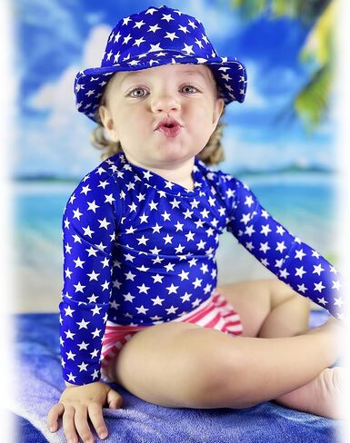 HINTINA Newborn Baby Girl Long Sleeve Swimsuit Bathing Suit with Hat in Saudi Arabia