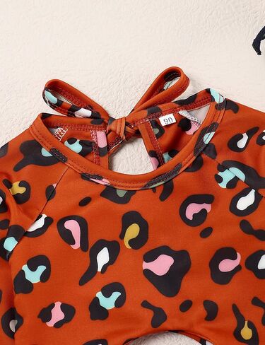 Oklady Toddler Girl Swimsuit One Piece Color Block Leopard Monokini Baby Girls Bathing Suit in Kuwait