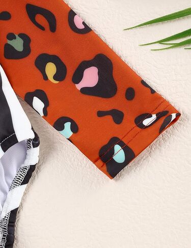 Oklady Toddler Girl Swimsuit One Piece Color Block Leopard Monokini Baby Girls Bathing Suit in Kuwait