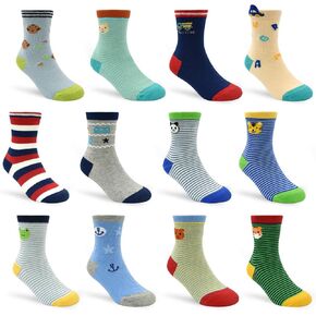 SkiBeaut Toddler Grips Socks, Non Slip Kids Toddlers Boys Girls Grippy Child Socks with Grippers for 1-7 Years Old,12 Pairs in Saudi Arabia