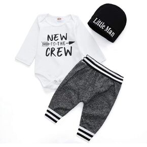 Tepuce بيبي بوي ملابس لطيف الرضع وتتسابق إلكتروني طباعة ارتداءها طويلة الأكمام رومبير السراويل قبعة الملابس مجموعة 3 قطعة in Kuwait