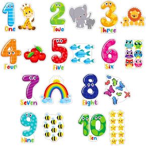 FLYAB Numbers Wall Stickers 5 Sheets Learning Educational Number Wall Decals Peel and Stick Animal Wall Decals Stickers for Kids Toddlers Classroom Playroom Daycare Nursery Bedroom Decorations in Saudi Arabia