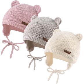 JANGANNSA Cute Knitted Boys Girls Christmas Beanie Warm Earflap Winter Hat Infant Toddler Baby Beanie 0-2Y in Kuwait