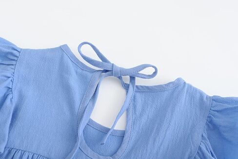 Toddler Girls Ruffle Sleeve Cotton Linen Dress Sleeveless Baby Girl Back Tie Dress Kid Casual Sundress in Saudi Arabia